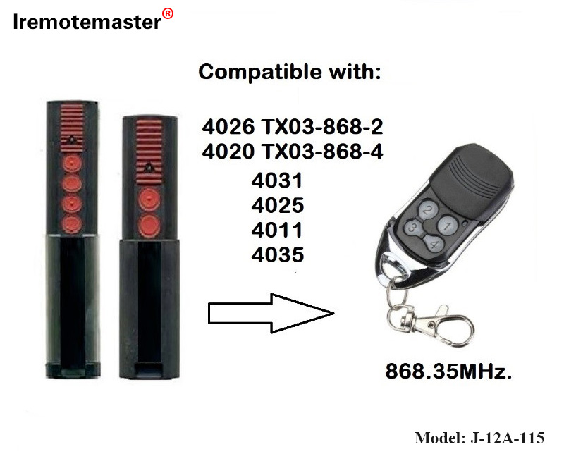 Ku-4020 4026 TX03-868-4 Isilawuli kude 868mhz TX03-8-4 Rolling Code